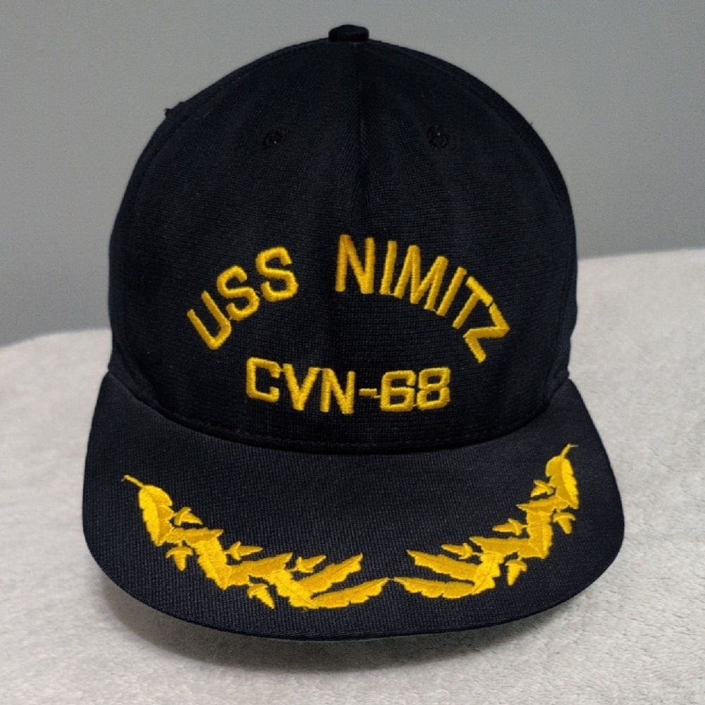 California Headwear USS NIMITZ CVN-68 Black Cap Snapback Yellow Embellishments